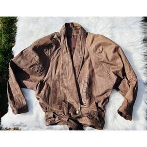 Vintage 80s 90s Express compagnie internationale Brown leather Jacket Womens S